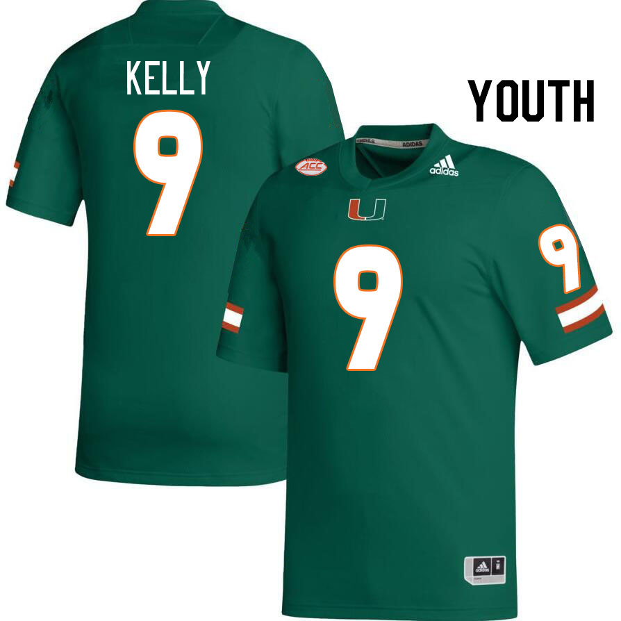 Youth #9 Nyjalik Kelly Miami Hurricanes College Football Jerseys Stitched-Green - Click Image to Close